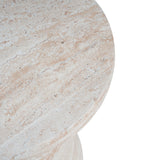 Elegant Travertine Finish Indoor/Outdoor Lightweight Concrete Side Table