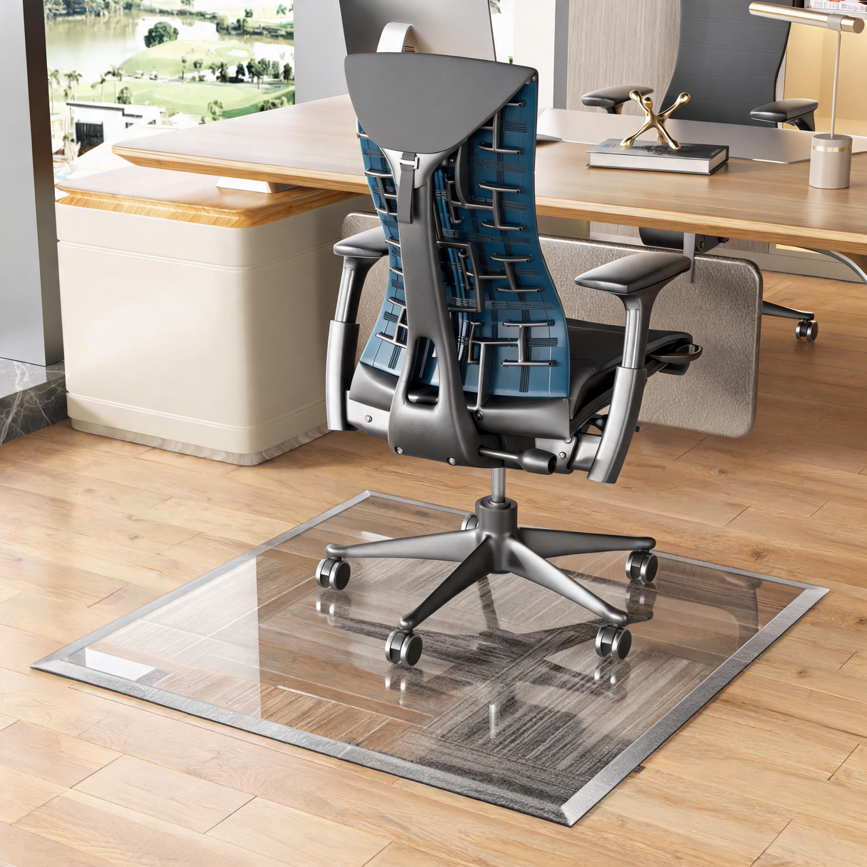 Tempered Glass Beveled Edge Chair Mat