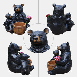 Outdoor Garden Sculpture Bear Flower Pot Planter