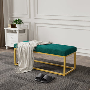 Mid-Century Modern Storage Bench for Entryway with Steel Frame - Synthetic Leather