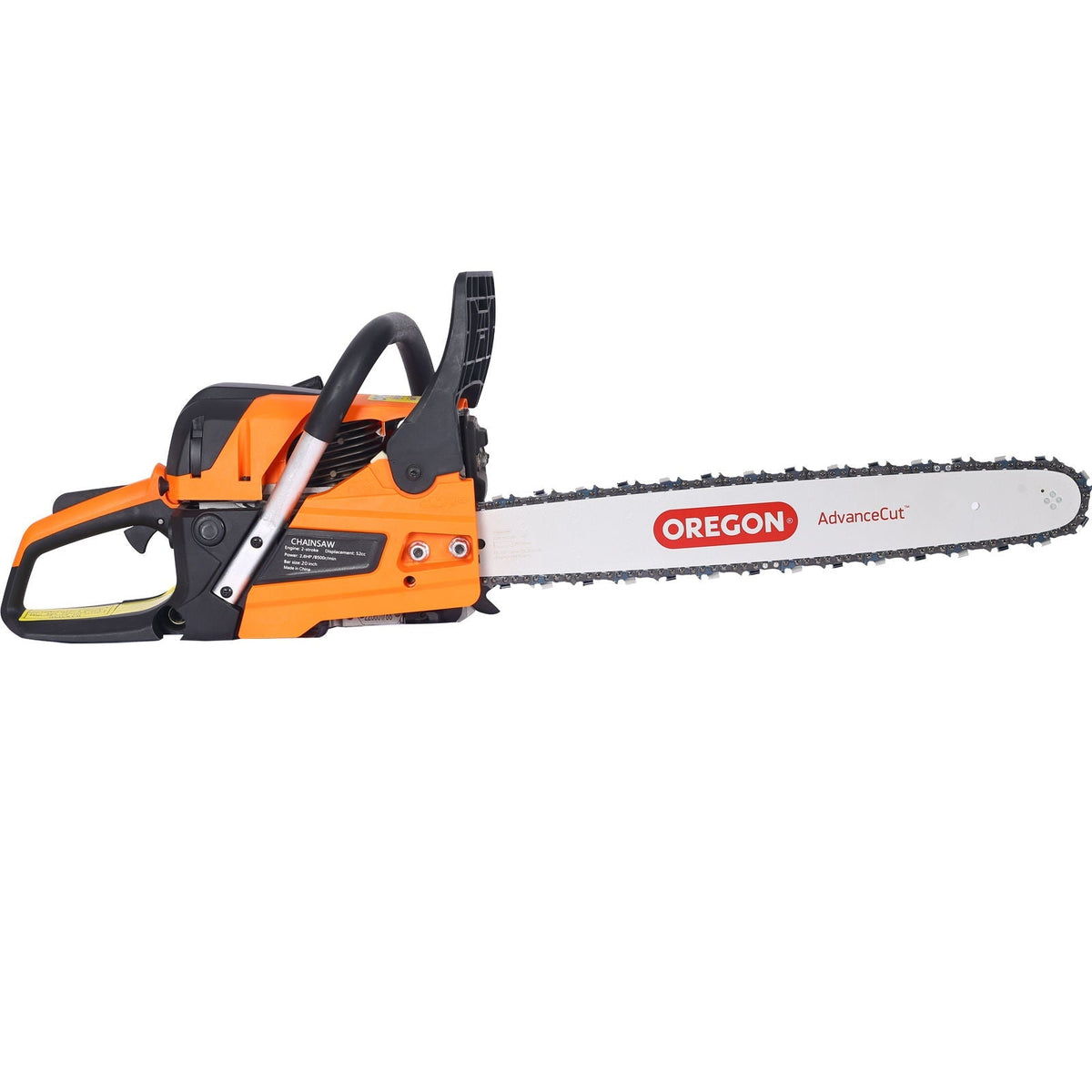 Gasoline Chainsaw 20" 52Cc For Tree And Wood Cutting - Orange