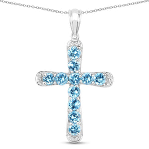 3.85 Carat Genuine Blue Topaz .925 Sterling Silver Pendant