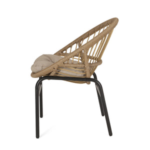 Outdoor Accent Chair with Curved Back and Basket Frame Set of 2