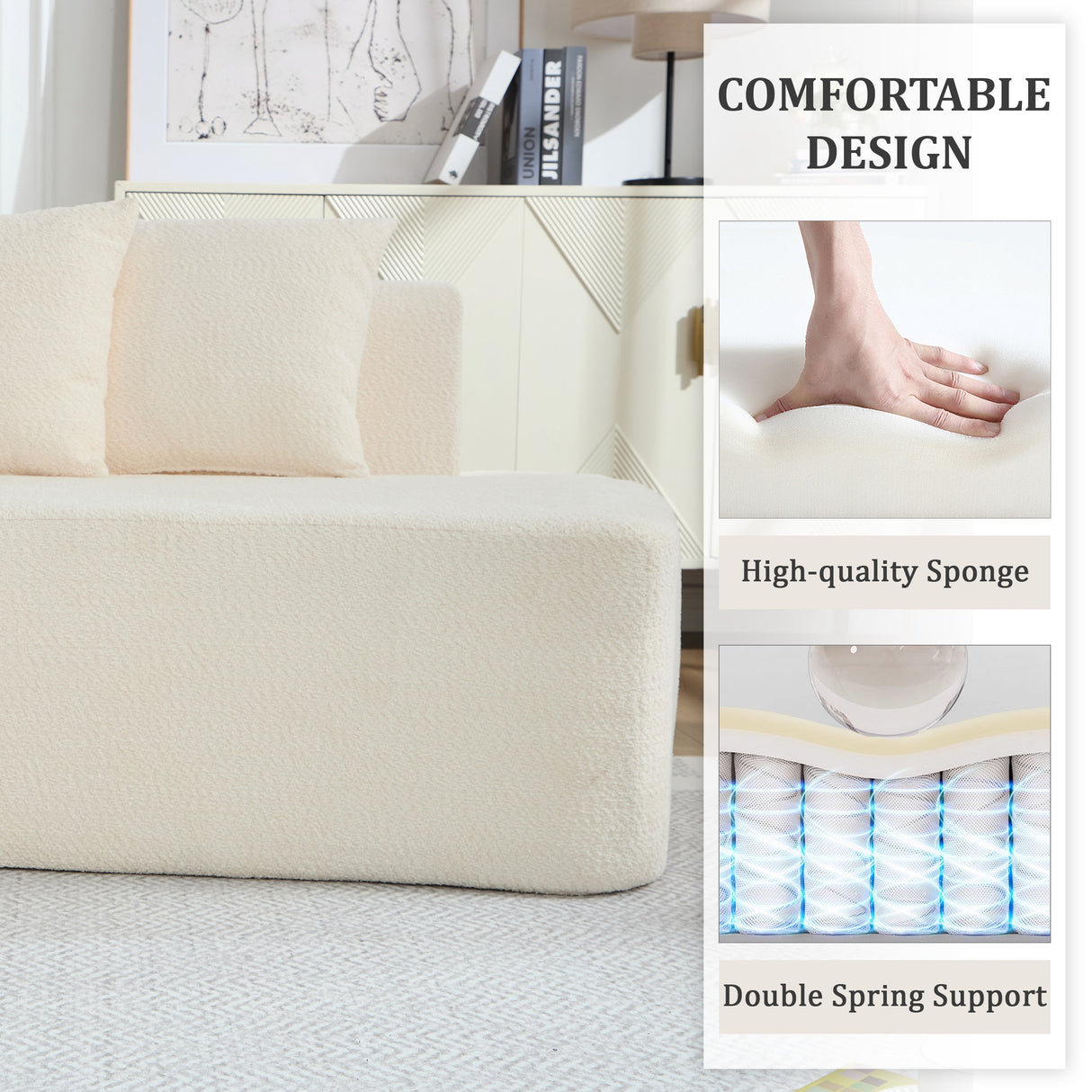 Compression Sectional Couch with Comfy Chaise