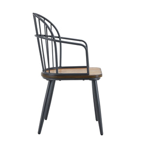 Contemporary Indoor Dining Set With Metal Legs, Birch, And Metal - Black / Natural