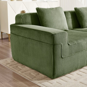 Armless Sofa with Pillow - Green Corduroy