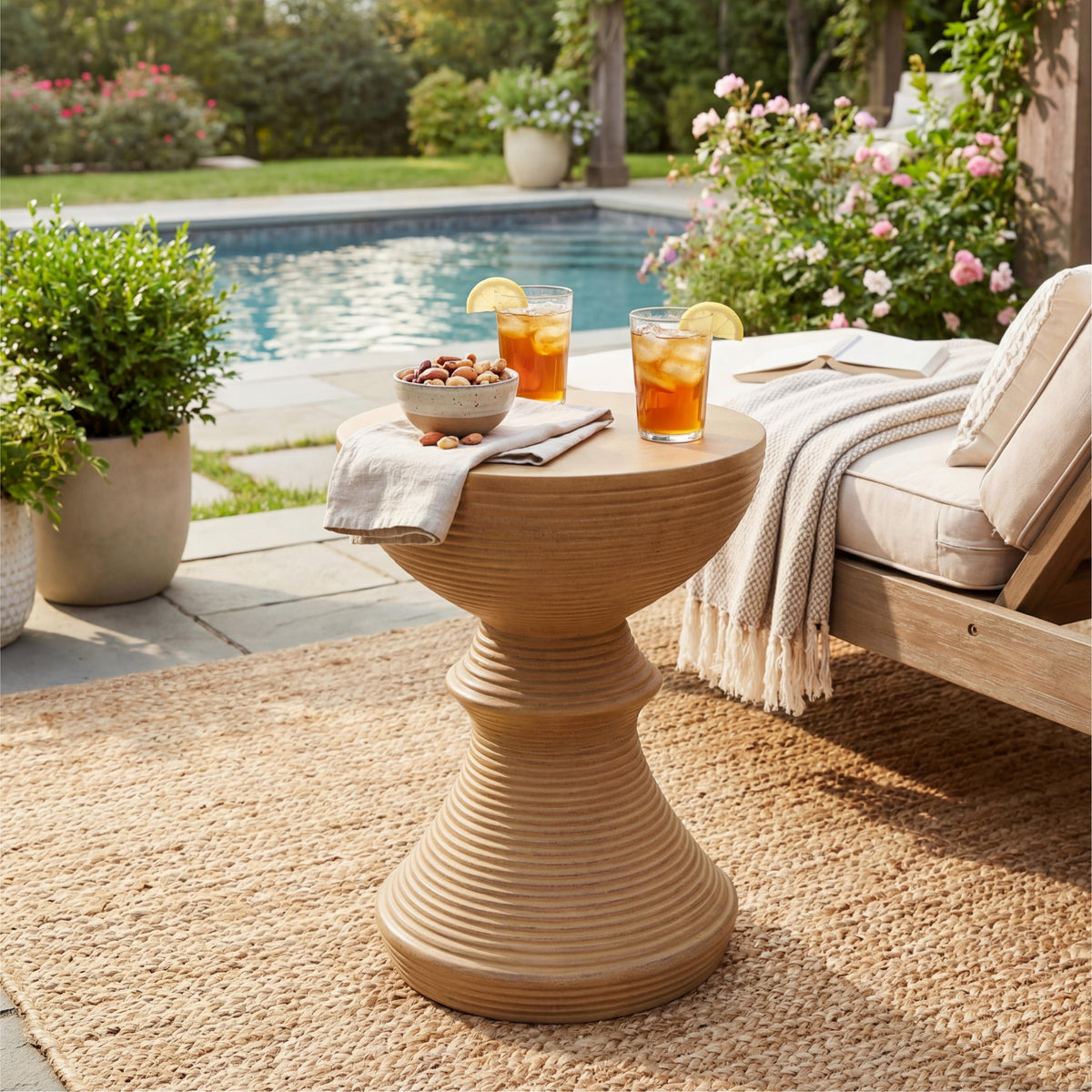 16" Ribbed Outdoor Accent Table