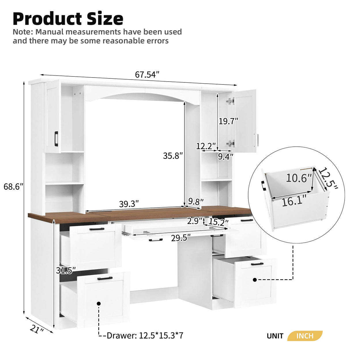 ON-Trend Farmhouse Arched Computer Desk with Hutch