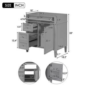 Bathroom Vanity With 2 Drawers and Tip-Out Drawer Storage Cabinet