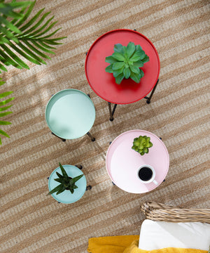 Set of 4 Multicolor Round Nesting Plant Stands