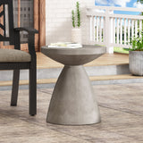 Modern Outdoor Lightweight Concrete Side Table with Hourglass Design