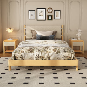Modern Queen Bed Frame Set with 2 Nightstands