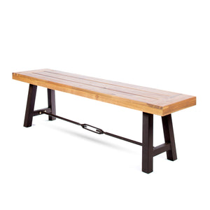 Outdoor Dining Bench Patio Backless Bench Teak Black