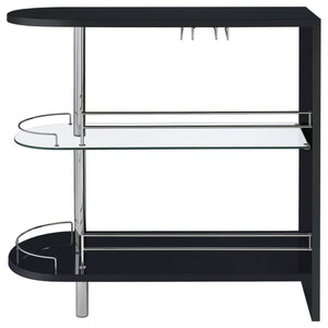 Karinna - 2 Tier Home Bar Table With Shelf - Silver