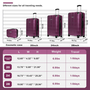 Luggage Sets ABS+PC Hardshell 4pcs Spinner Wheels with TSA Lock