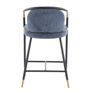 26" H Upholstered Counter Stool with Metal Frame (Set of 2) - Navy