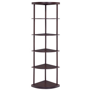 Corner Bookcase With 5 Shelves, Compact Design For Living Room - Cappuccino
