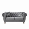 Chesterfield Upholstery Fabric Loveseat With Roll Armrest And Nailhead