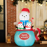 Outsunny 5ft Christmas Inflatable Polar Bear and Penguins Decoration