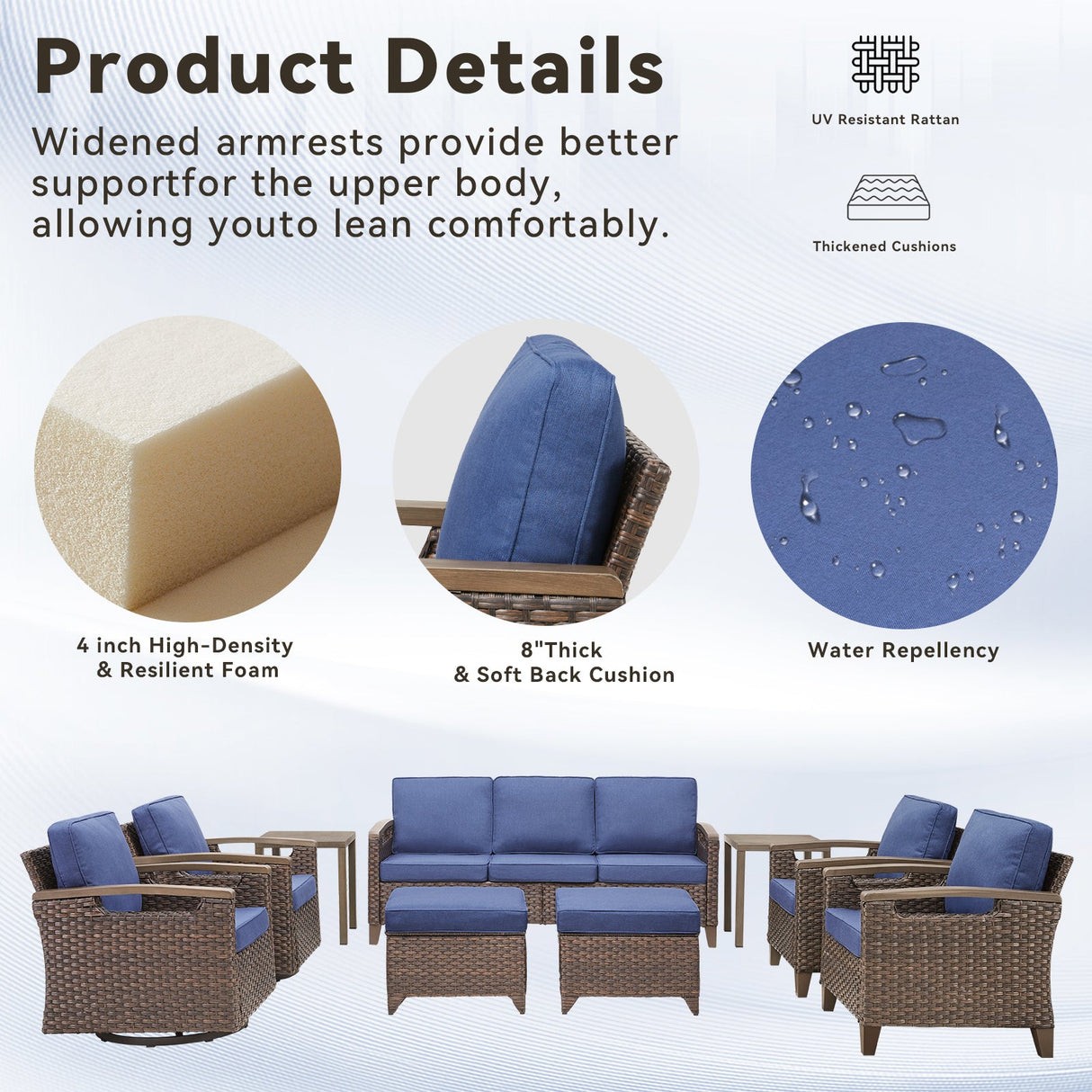 73.6" Wide Outdoor Wicker Patio Sofa