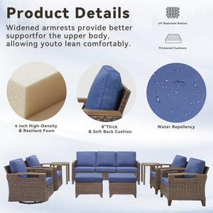 73.6" Wide Outdoor Wicker Patio Sofa