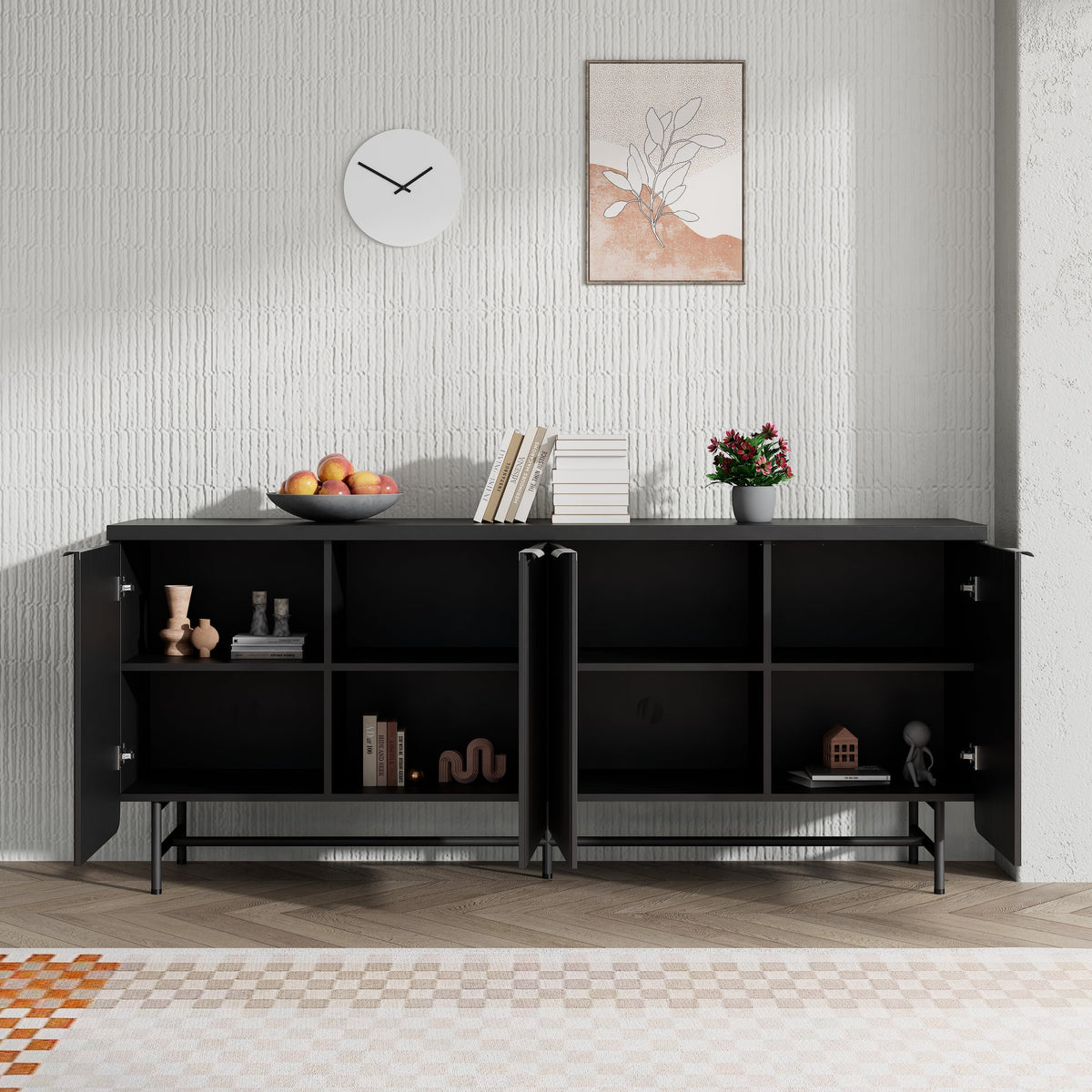 Modern Scandinavian Alcove Door Kitchen Storage Sideboard Buffet Cabinet Console