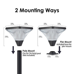 15" Black Outdoor Post Light - LED with Remote Control