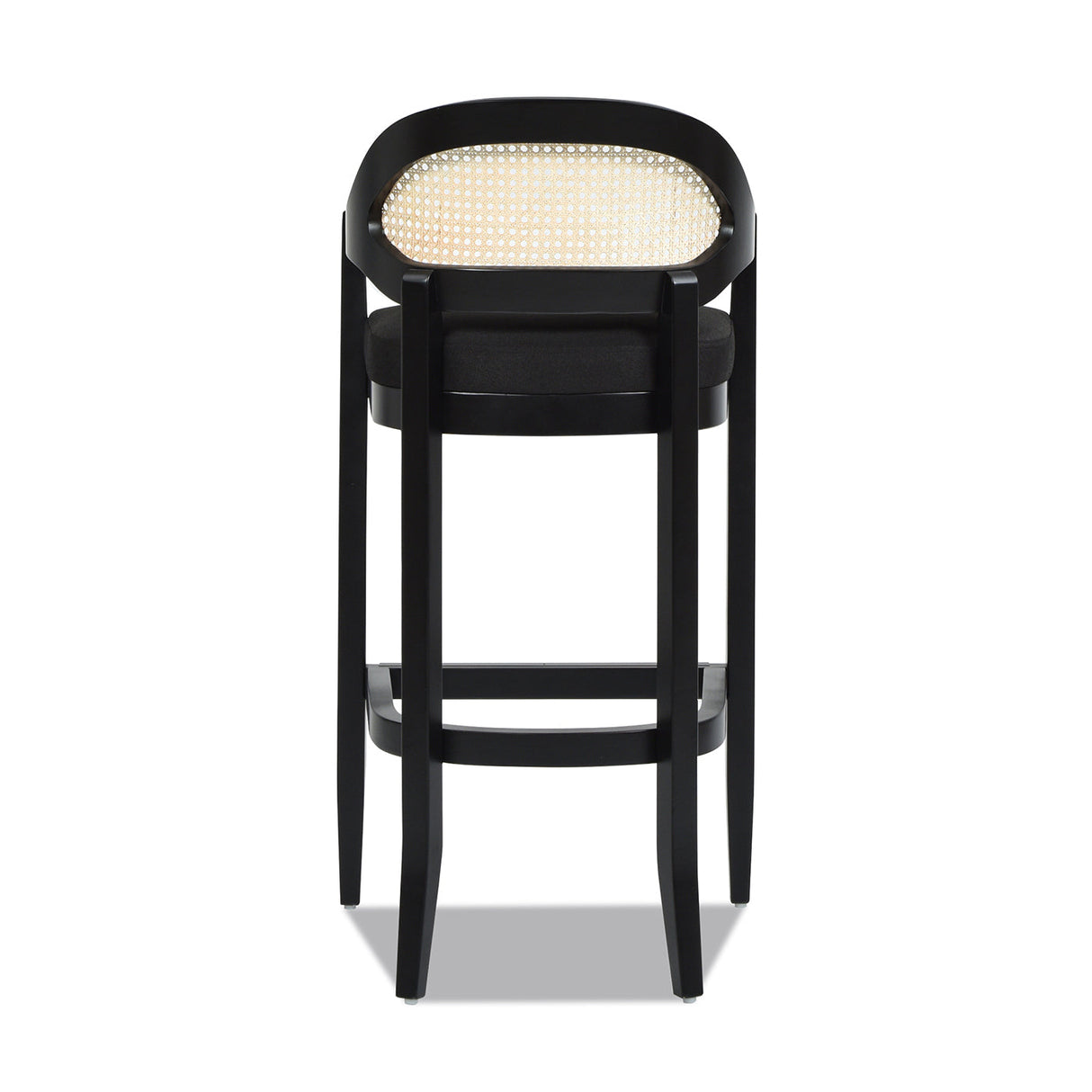 Americana Mid-Century Modern 30.5' Cane Back Bar Stool, Jet Black
