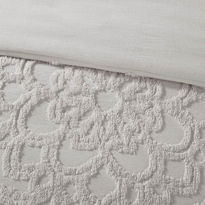 King/Cal King 3-Piece Tufted Cotton Chenille Medallion Duvet Cover Set
