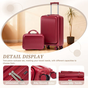 14'/20' 2 pcs ABS Spinner Wheel Luggage Set with Combination Lock and Front Opening Design