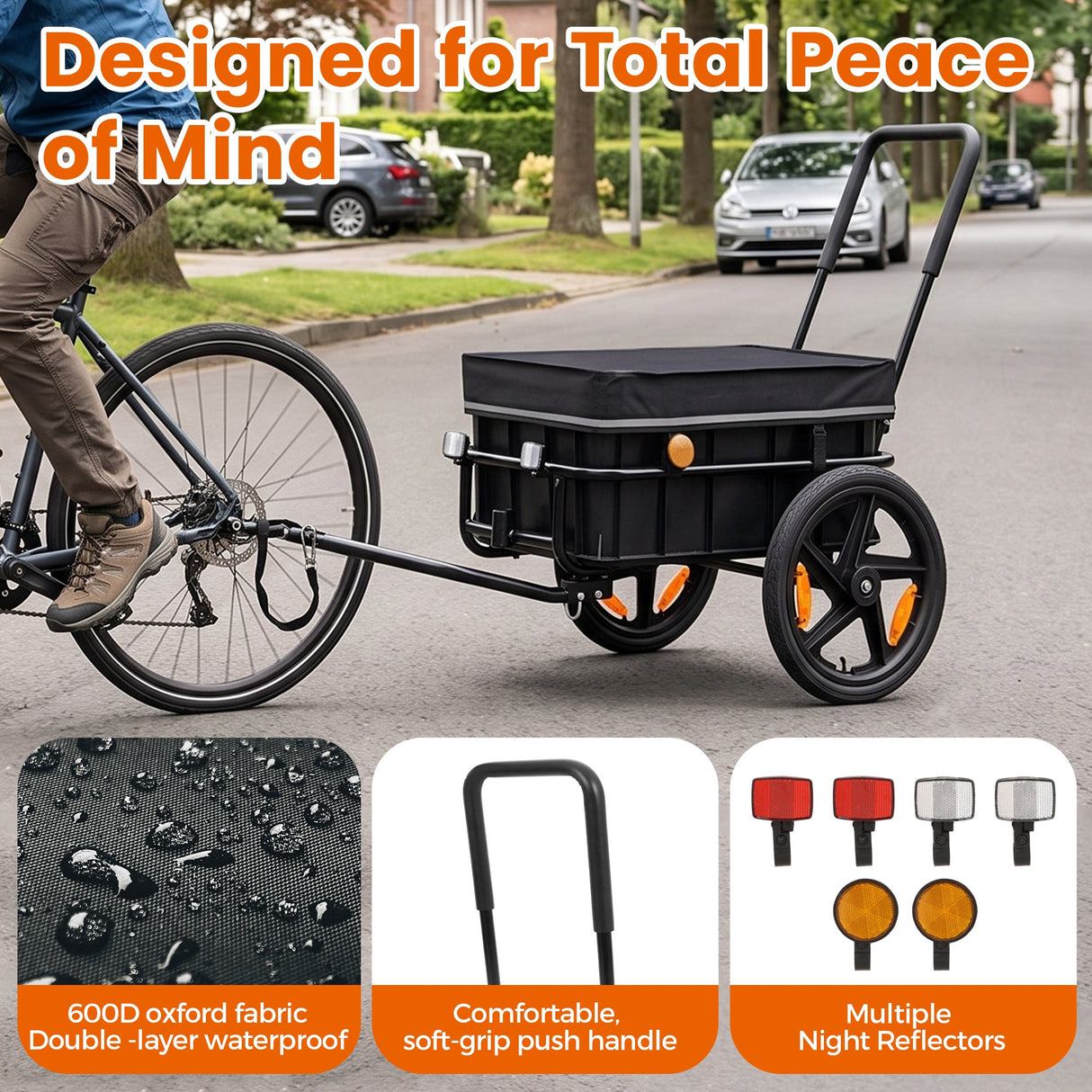 2-in-1 Bike Cargo Trailer Pushcart