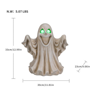Halloween Ghost Figurine - LED Light Up with Glowing Eyes