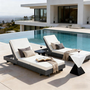 Dark Acacia Wood Chaise Lounge
