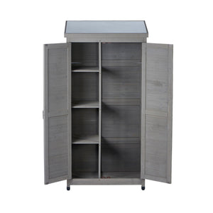 Outdoor Storage Shed With Vertical Tool Cabinet For Backyard