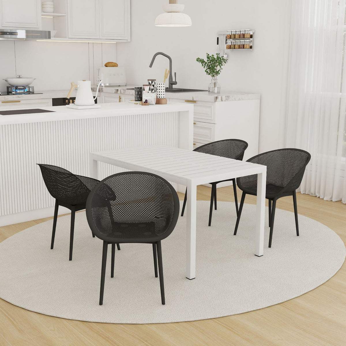 4 Pack Lounge Chair Set With Long Table