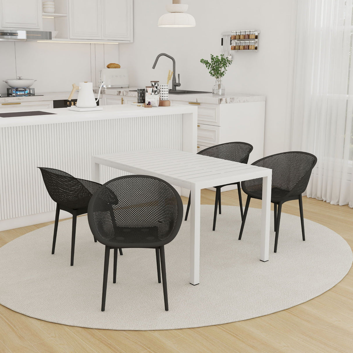 4 Pack Lounge Chair Set With Long Table