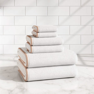 Cotton Border-Stitched 6-Piece Towel Set - Valery Collection