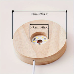 Wooden LED Light Base USB Powered | 6-LED Display Stand for Acrylic, Crystal