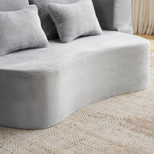 Queen Size Modern Light Grey Floor Sofa with 4 Pillows