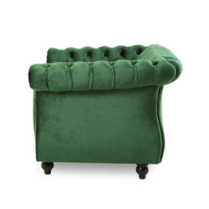 Nexuson Upholstered Velvet Chesterfield Chair with Deep Tufted and Nailhead Trim, Emerald
