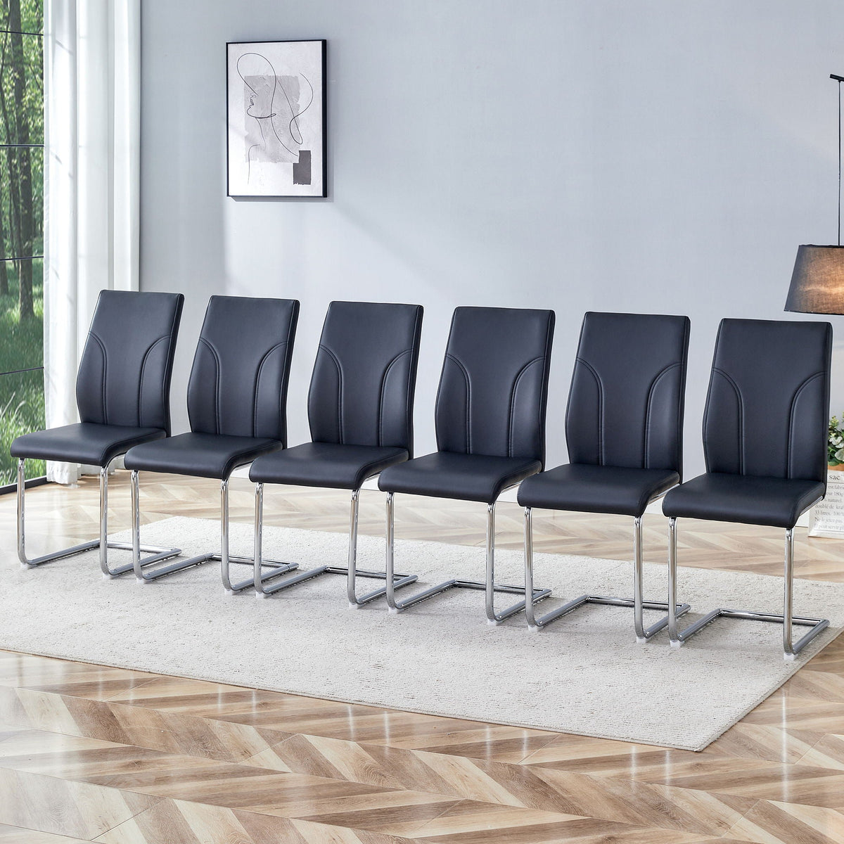 Modern Dining Chairs with High Backrest and Sturdy Legs