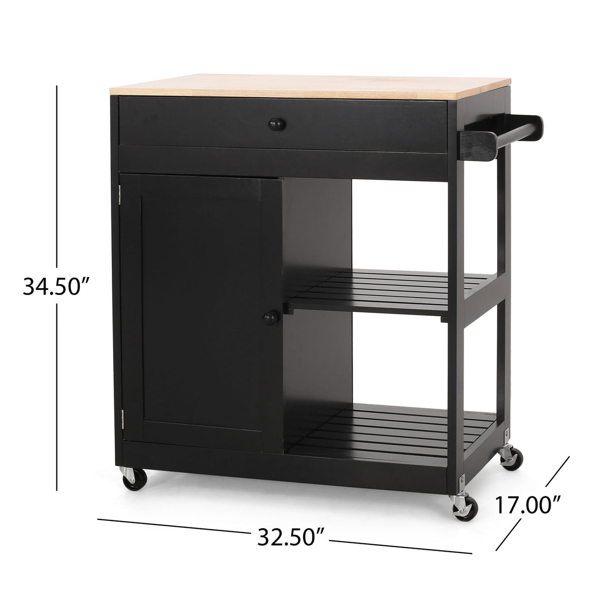 Lanier Kitchen Cart With Wheels - Black