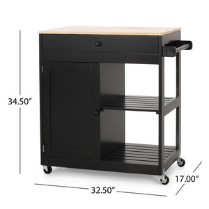 Lanier Kitchen Cart With Wheels - Black