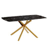 Luxurious Marble Patterned Dining Table With Metal Fork Legs