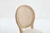 French Country Dining Chairs Set of 2 Upholstered with Rattan Back