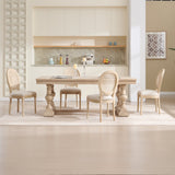 French Country Dining Chairs Set of 2 Upholstered with Rattan Back