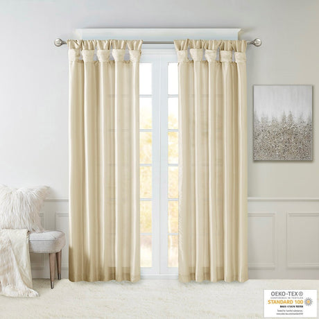 Twist Tab Lined Window Curtain Panel Champagne 50x84"
