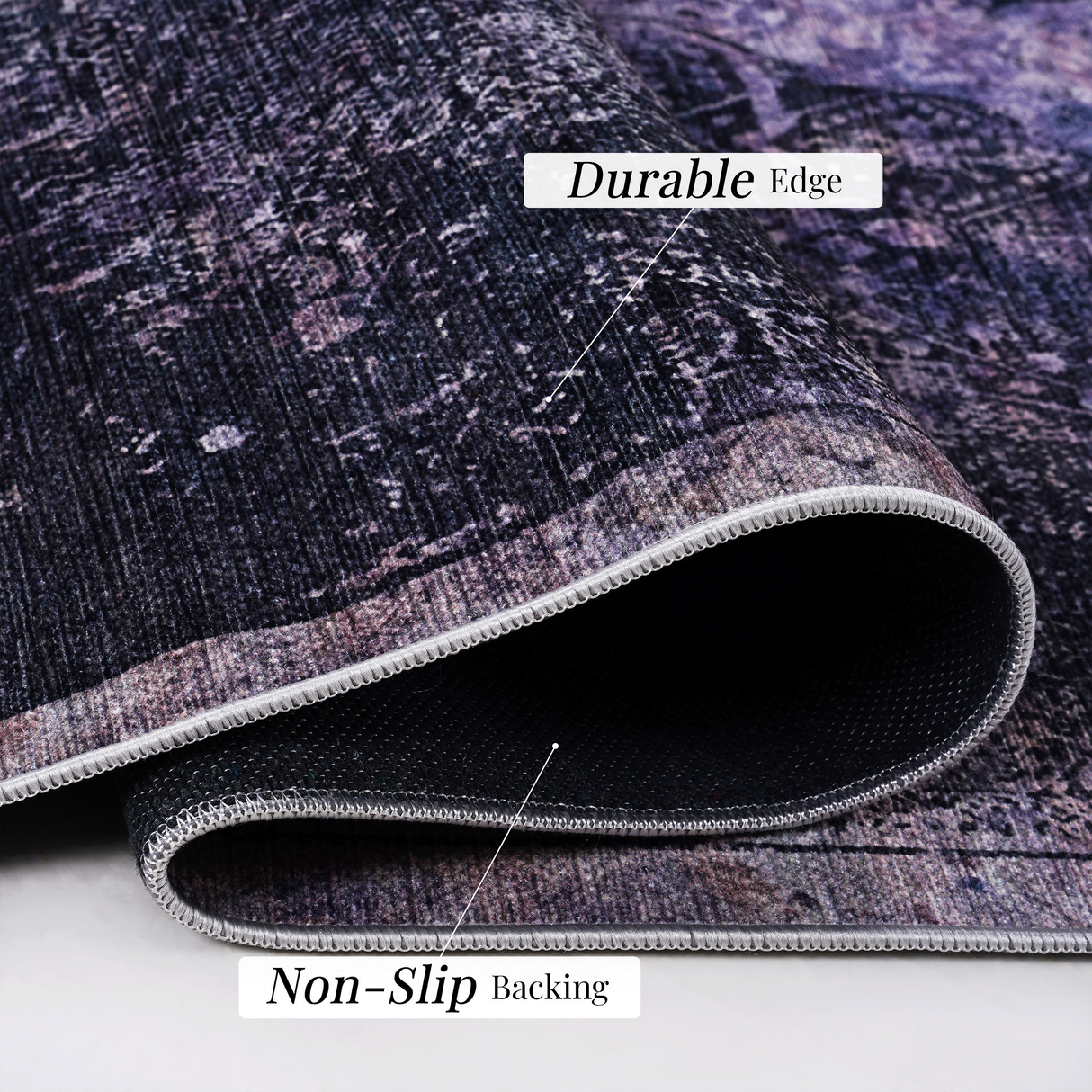5x8 area rugs for bedroom, washable rug, low-pile, non-slip, non-shedding, foldable, kid & pet friendly - area rugs for living room, bedroom, kitchen, dining room rug, (anthracite, 5' x 8')