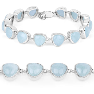 25.90 Carat Genuine Aquamarine .925 Sterling Silver Bracelet