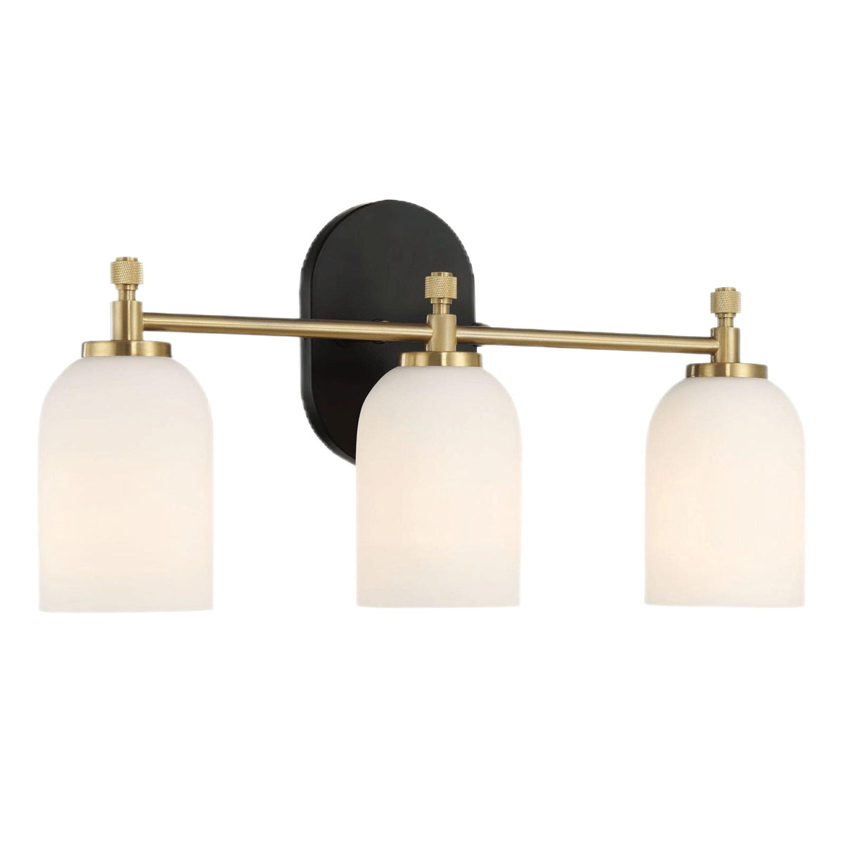 Meadows - 3 Lights Vanity Brush Bathroom Wall Light For Bathroom Over Mirror - Black / Gold / White